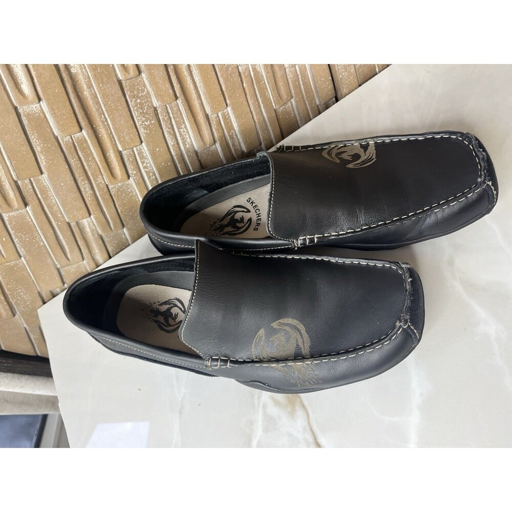 Skechers Men Loafers Slip On Men Leather Shoes Black Us 10 - Picture 3 of 9
